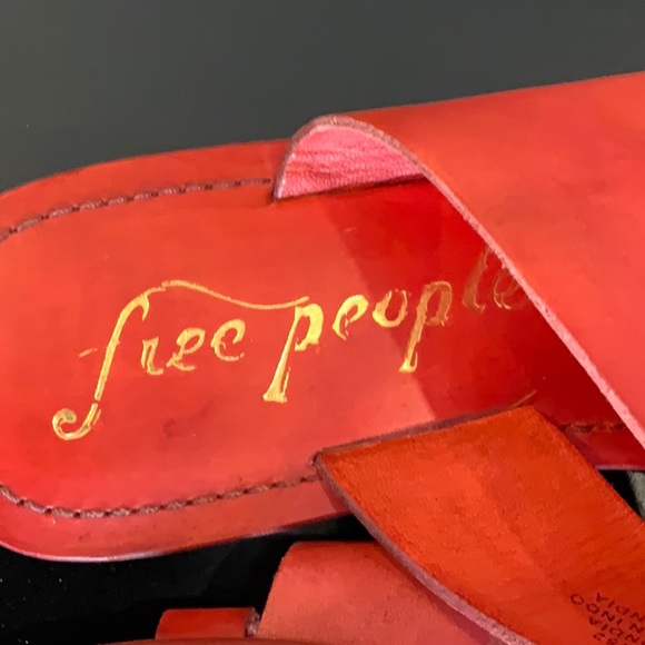Free People red leather sandals size 7 - Picture 3 of 4
